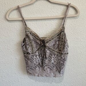 Y2K Elegant Lace Women’s Cami Top Cropped Whimisgoth Fairycore Grunge Ribbon